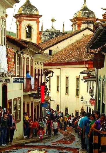 The charming colonial town of Ouro Preto in Minas Gerais, Brazil