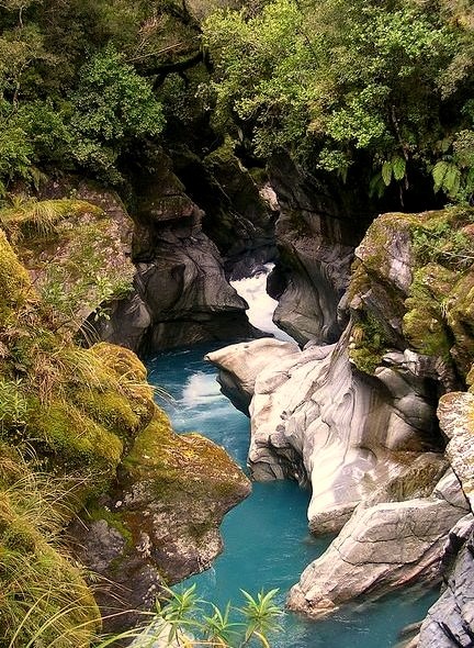 Whakarira Gorge on Kokatahi River, South Island, New Zealand