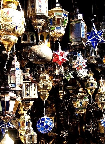 Hanging lamps in the souq of Marrakech, Morocco