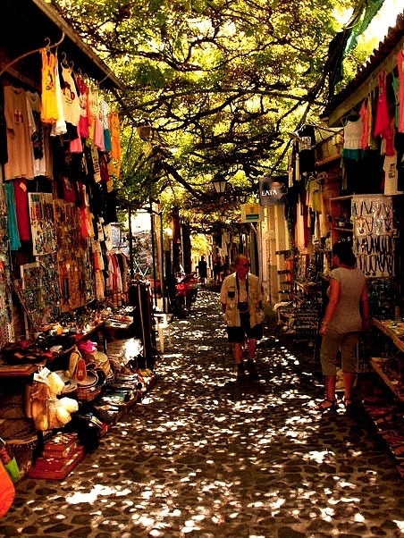 Strolling on the picturesque alleys of Molyvos in Lesbos Island, Greece