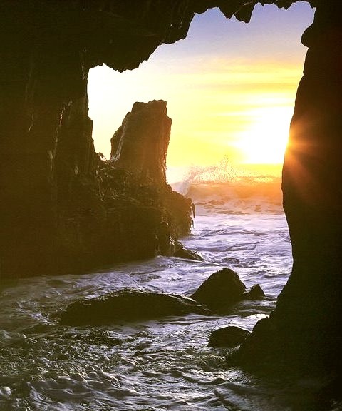Sunset from the sea arch, Big Sur Coast, California